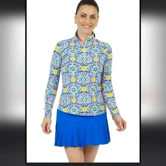 IBKUL Women's Nora Print Long Sleeve Mock Neck Top - Picture 3 of 8